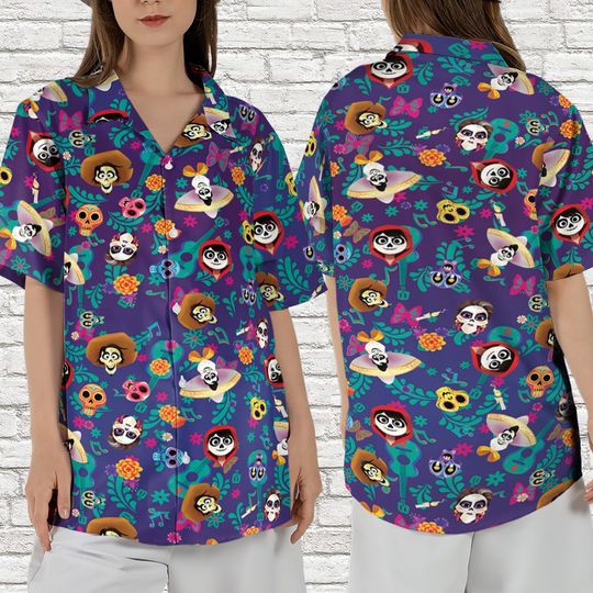 Discover Disney Coco Musical Halloween Hawaiian Shirt, Pixar Coco Miguel Family Hawaii Shirt, Dia De Los Muertos Shirt, Halloween Party Outfit
