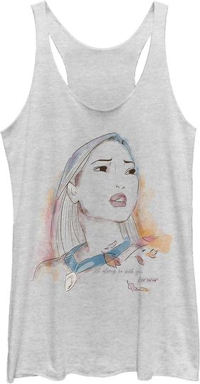 Discover Fifth Sun Disney Princesses Watercolor Pocahontas Women's Racerback Tank Top