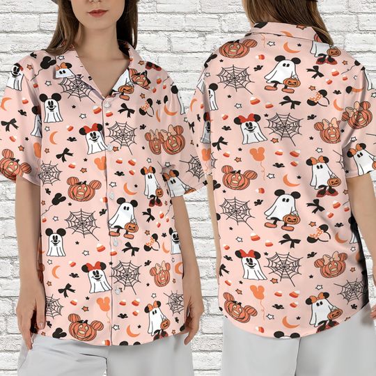 Discover Mickey Minnie Boo Ghost Halloween Hawaiian Shirt, Cute Spooky Disney Pumpkin Hawaii Shirt, Trick Or Treat, Disneyland Halloween Outfit