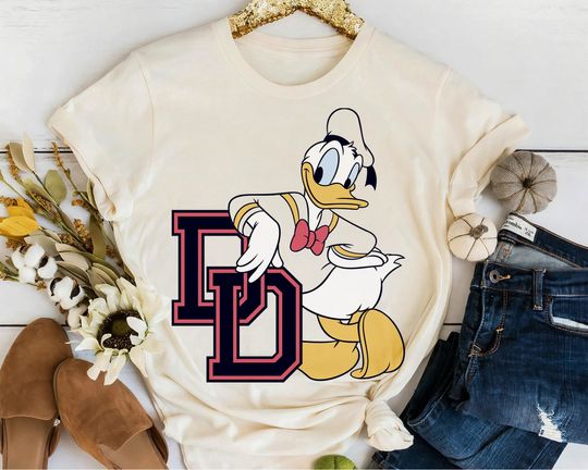 Discover Disney Mickey And Friends Donald Duck Varsity Portrait Shirt, Disney Birthday Party Tee, Disneyland Trip Family Matching Outfits