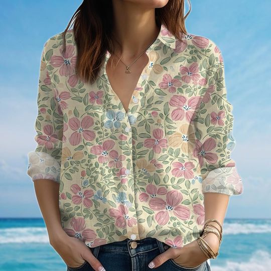 Discover Vintage Wildflowers Blouse Shirt, Garden Floral Women Blouse, Vintage Botanical Women Shirt, Nature Lover Shirt, Gift For Her