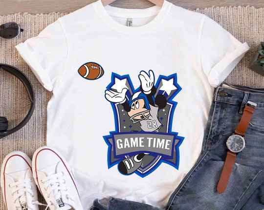 Discover Disney Mickey Mouse 28 Game Time Football Catch Sports T-Shirt, Mickey Football Shirt, Disney Birthday Party, Disneyland Matching Outfits