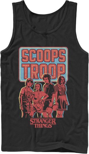 Men's Stranger Things Scoops Troop Character Pose Tank Top