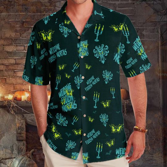 Discover Disney Haunted Mansion Hawaiian Shirt, Welcome Foolish Mortals Hawaii Shirt, Spooky Halloween Disney Ghost Outfit, Disneyland Halloween Trip