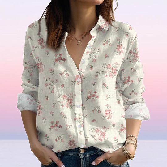 Discover Vintage Roses Blouse Shirt, Womens Floral Blouse Shirt, Rose Lovers Shirt, Garden Women Shirt, Summer Vibe Blouse Women, Gift For Her
