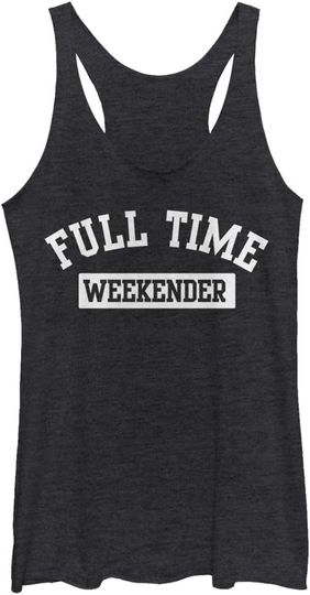 Fifth Sun Chin Up Full Time Weekender Women's Fast Fashion Racerback Tank Top, Black Heather, Small