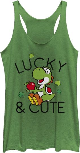 Fifth Sun Nintendo Lucky and Cute Yoshi Women's Racerback Tank Top