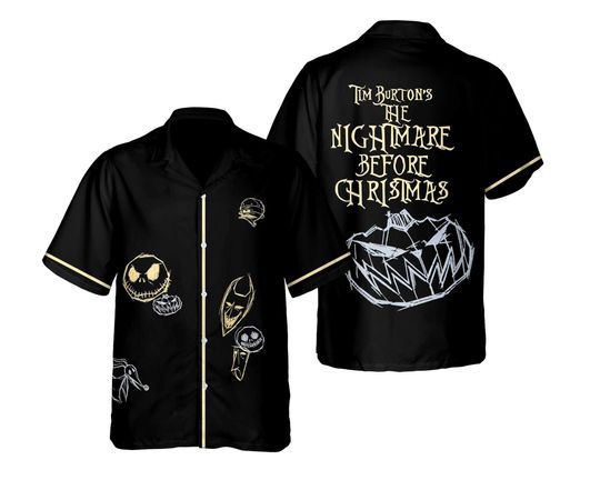 Jack Skellington Lock Shock Barrel Oogie Boogie Sketch Art Hawaiian Shirt