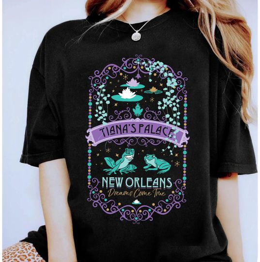 Discover Disney Princess and the Frog Tiana's Palace Graphic T-Shirt, Disneyland Trip Family Matching Outfits Shirt, WDW Magic Kingdom Shirt