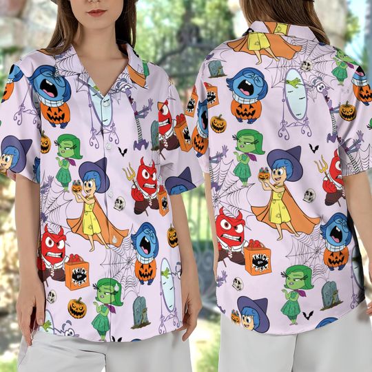 Discover Halloween Inside Out 2 Hawaiian Shirt, Inside Out Button Shirt, Inside Out 2 Shirt
