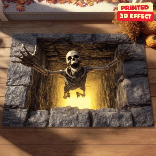 Discover Halloween Skeleton Snare 3D Printed Doormat, Halloween Skeleton Welcome Mat, Skeleton Indoor Doormat, Custom Doormat, Halloween Home Decor