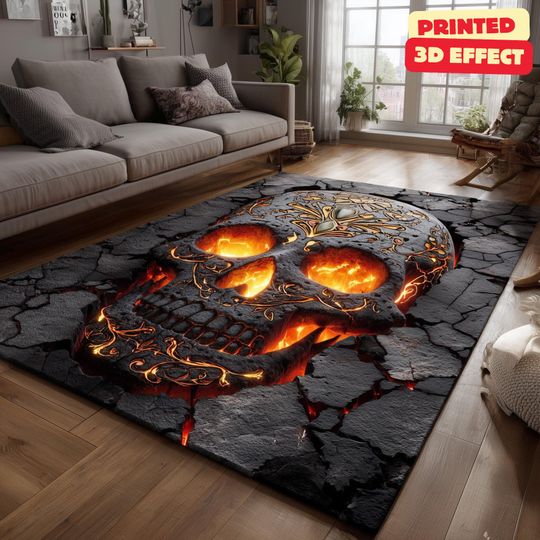 Discover Skeleton Stairwell Rug, 3D Illusion Halloween Area Rug, 3D Skeleton Halloween Rug, Spooky Stairs Illusion Carpet, Gothic Halloween Area Rug