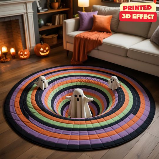 Discover Halloween Ghost 3D Printed Rug, Halloween Ghost Welcome Mat, Ghost Indoor Rug Decor, Halloween Fall Home Decor, Spooky Season Gift