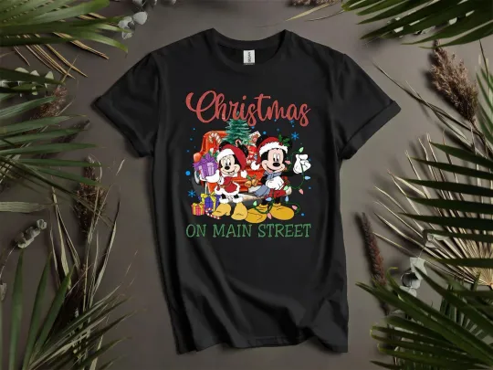 Discover Christmas On Main Street Mickey Minni T-shirt