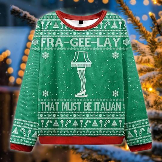 Fra-Gee-Lay Leg Lamp Ugly Christmas Sweater, A Christmas Story Movie Xmas Gift