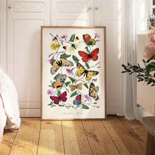 Discover Butterfly Print Poster Wall Art Vintage Gallery Wall Home Decor Retro 2397