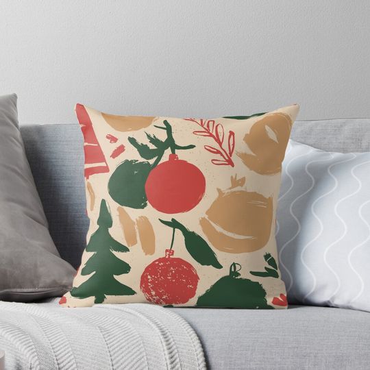 Discover Retro Christmas Pattern Pillow
