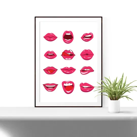 Discover Lips Print Poster, Makeup Fashion Wall Art for Bedroom Decor, Premium Matte Vertical Poster
