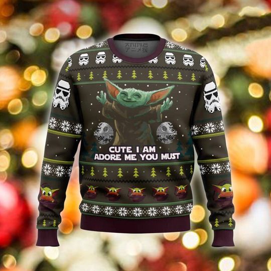 Discover Cute Green Alien Ugly Christmas Sweater, Funny Sci-Fi Xmas Pullover, Whimsical Holiday Jumper, Nerdy Winter Gift for Fans
