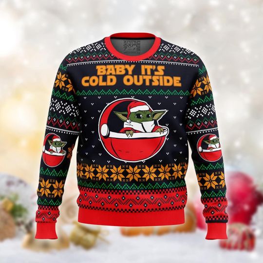 Discover Cute Alien Baby Christmas Sweater, Funny Holiday Knit Jumper, Baby Its Cold Outside Sweatshirt, Festive Geek Gift, Xmas Pullover