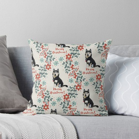 Discover Husky Christmas Pillow