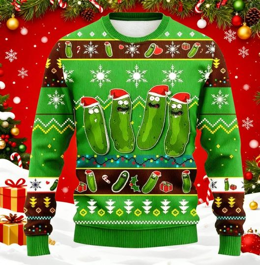 P rick Christmas Sweater, Funny Rick and Rickandmorty Ugly Christmas Sweater