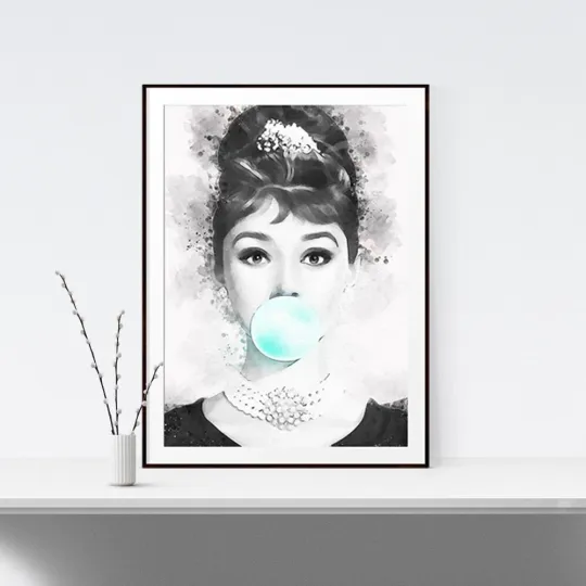Discover Audrey Fashion Icon Bubble Poster Wall Art for Home Decor