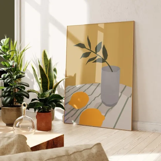 Discover Abstract Lemon Vase Wall Art Poster, Premium Matte Vertical Poster