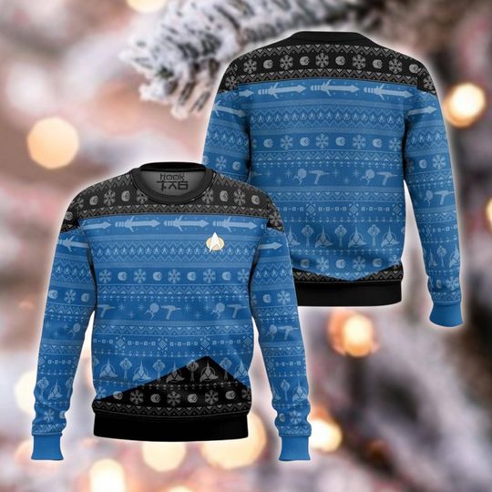 Discover Sci Fi Holiday Jumper, Unisex Christmas Pullover, Geeky Xmas Knitwear, Retro Festive Sweater, Ugly Christmas Sweater, Holiday Party Shirt