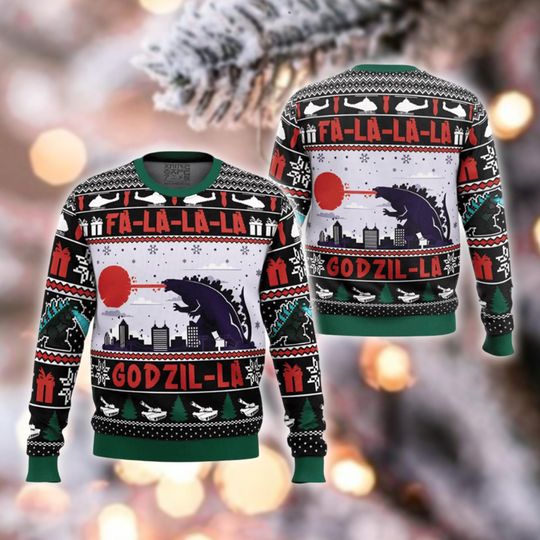 Discover Funny Holiday Sweater, Fire Monster Pullover, Unisex Xmas Jumper, Retro Festive Knit, Ugly Christmas Sweater, Christmas Party Outfit