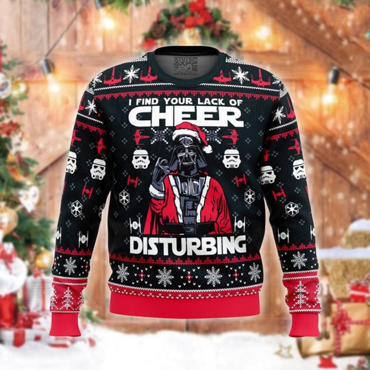 Funny Galactic Villain Christmas Ugly Sweater, I Find Your Lack of Cheer Disturbing