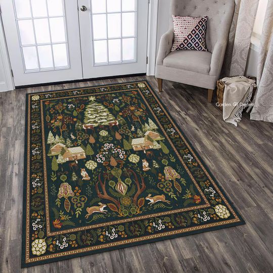 Discover Retro Christmas Rug: Non-Slip Polyester Holiday Decor