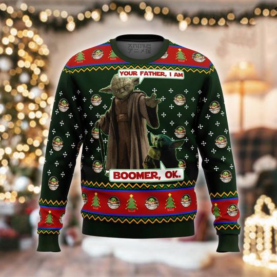 Discover Funny Alien Dad Joke Christmas Sweater, Retro Boomer Ugly Xmas Jumper, Sarcastic Holiday Gift for Men Women