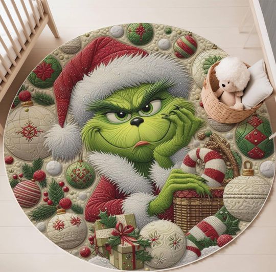 Discover funny character Christmas Ornament Rug: Funny Holiday Decor