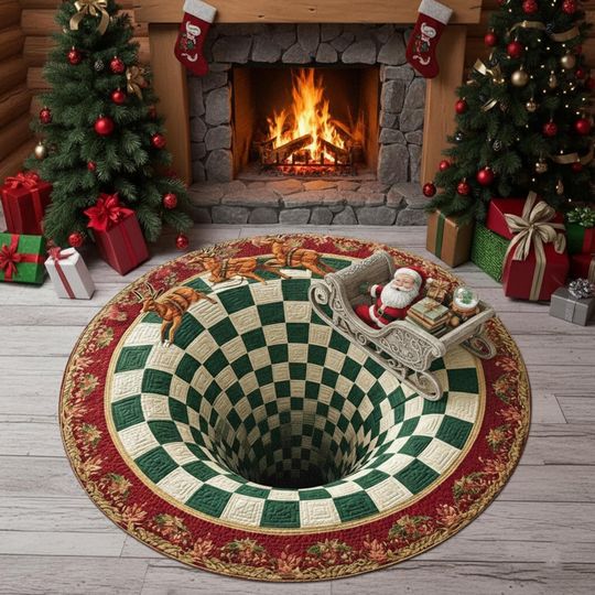 Trangsocks | Christmas Santa 3D Printed Rug  Custom Welcome Rug