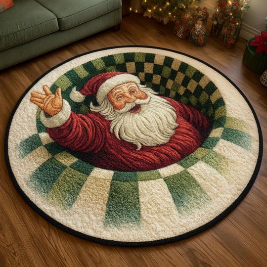 Discover 3D Santa Claus Stuck Christmas Rug, Funny Santa Floor Mat, Holiday Living Room Decor Carpet, Xmas Fireplace Decor, Christmas Gift Idea
