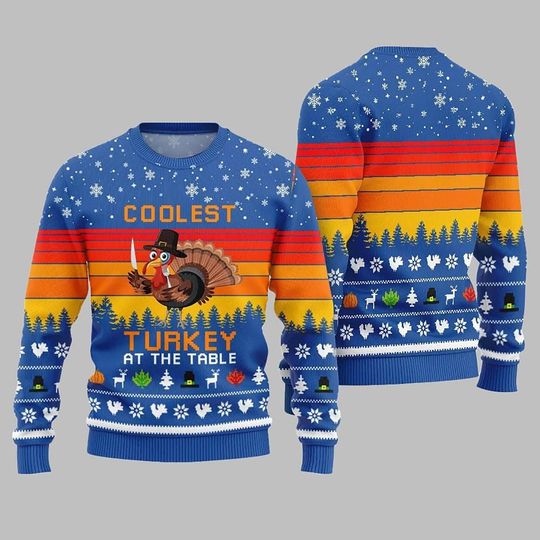 Discover Coolest Turkey at the Table Ugly Christmas Sweater