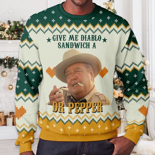 Buford T Justice Diablo Sandwich Ugly Christmas Sweater Retro 80s Movie Quote