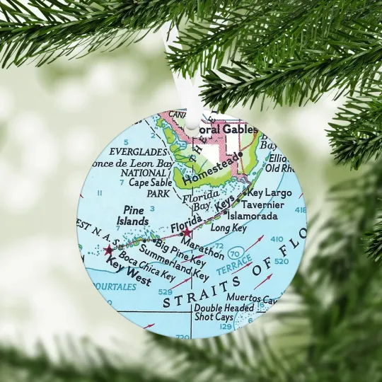 Florida Keys Map Ornament Christmas Ornament Key West Vacation Christmas Ornamen