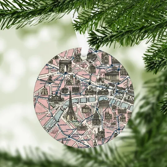 Discover Paris Map Ornament - Paris Ornament - Paris Christmas Ornament - Paris Map