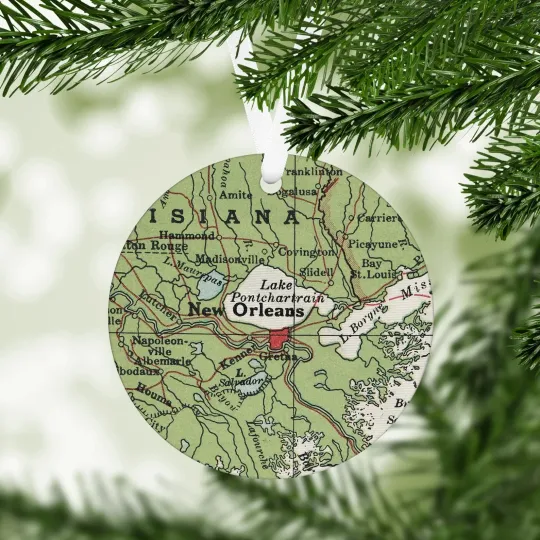 Discover New Orleans Map Ornament - New Orleans Christmas Ornament - New Orleans Realtor
