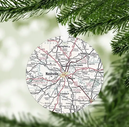 Discover Nashville Map Ornament - Nashville Christmas Ornament - Nashville Gift