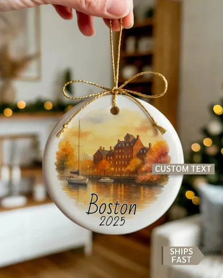Discover Boston Personalized Christmas Ornament – Personalized Ceramic Keepsake – Custom