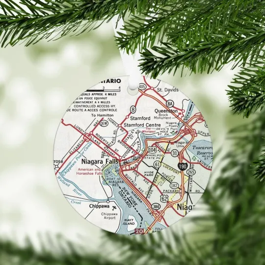 Discover Niagara Falls Map Ornament - Niagara Falls Realtor - Niagara Falls Christmas