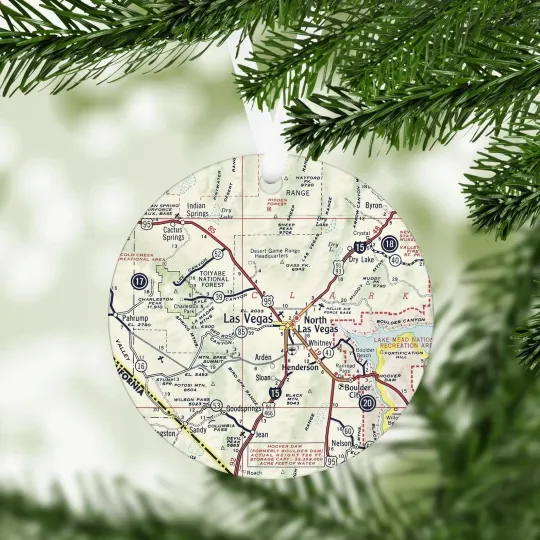 Discover Las Vegas Nevada Map Ornament - Las Vegas Christmas Ornament