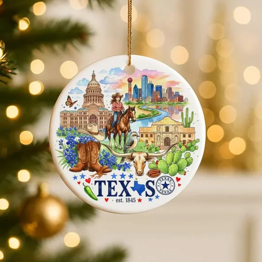 Discover Texas State Ceramic Ornament: Custom Travel Souvenir