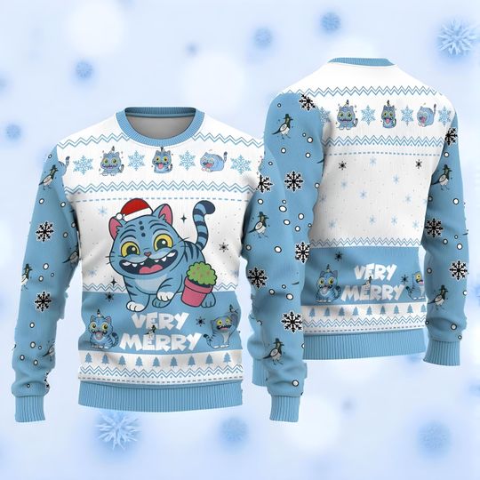 Discover Blue Tiger Christmas Ugly Sweater, Kpop Demon Hunters Sweater, Funny Animal Ugly Sweater for Men & Women, Ugly Sweater, Gift For Christmas
