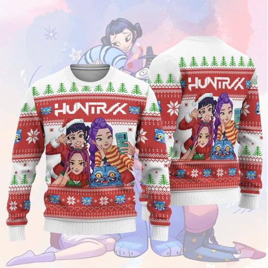 Discover Huntrlx Christmas Ugly Sweater, Kpop Demon Hunters, Funny Animal Sweater for Men & Women