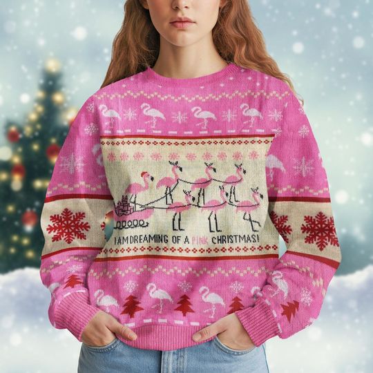 Discover Pink Flamingo Ugly Christmas Sweater
