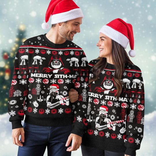 Discover Disney Darth Vader Stormtrooper Ugly Christmas Sweater Knit
